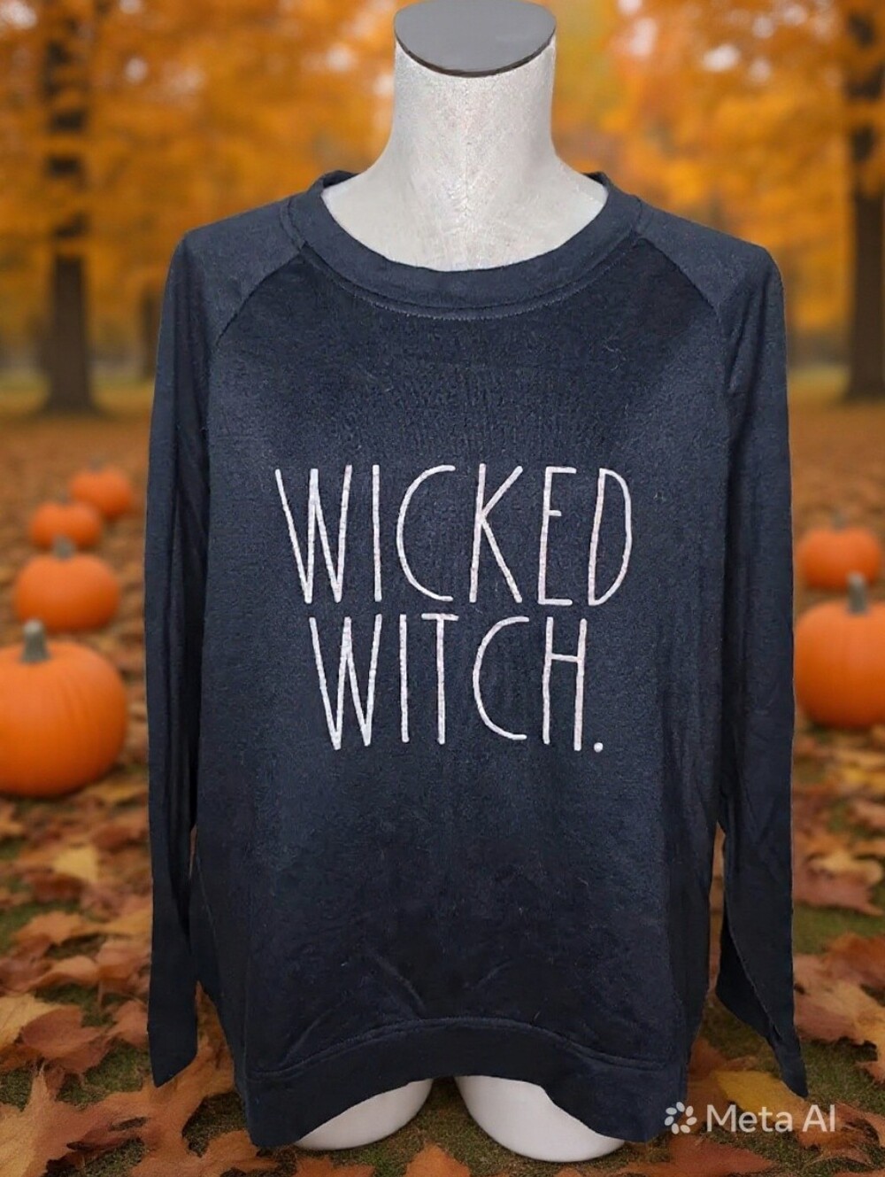Rae Dunn Black Sweatshirt "WICKED WITCH."
